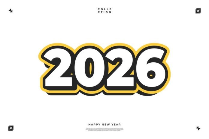 2026-happy-new-year-design-bold-numbers-yellow-black-free-vector